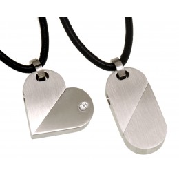 Stainless steel pendant heart - changeable polished and matted