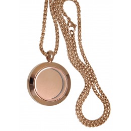 Round medallion pendant SMALL made of stainless steel PVD rose gold colored with chain