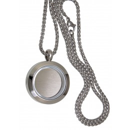 Round medallion pendant SMALL made of polished and matted stainless steel with chain