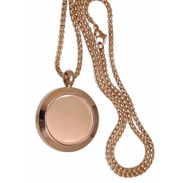 Round medallion pendant BIG made of stainless steel PVD rose gold coated polished with chain