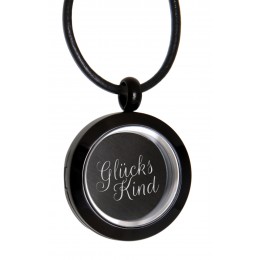 Round medallion pendant SMALL made of stainless steel PVD coated black polished with individual engraving