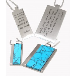 Couple pendant set made of stainless steel with turquoise inlay and engraving of your choice on the back