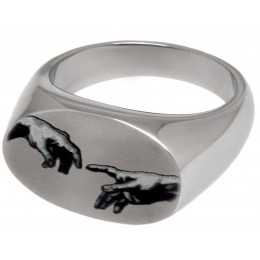 Signet ring made of stainless steel with an oval engraving surface and your desired engraving, sample motif DIVINE SPARKS