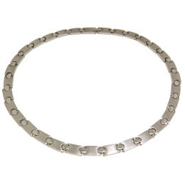 Necklace made of stainless steel, 45 cm long, brushed and polished, slightly rounded
