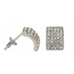 Ear studs 925 silver, 5 rows, small, set with crystals