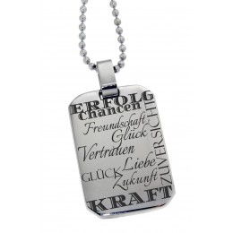 Pendant dog tag 22x34mm made of matted stainless steel with rounded corners and individual engraving