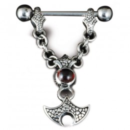 KoolKatana nipple piercing with onyx and barbell 12mm / 14mm / 16mm / 18mm
