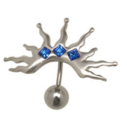 Navel piercing, 316L surgical steel banana, fantasy motif from 925, ball 8mm