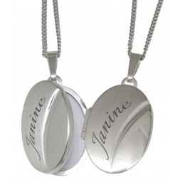 Oval locket made of 925 sterling silver with engraving, 26xx23mm