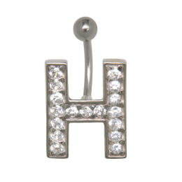 Letter navel piercing H with steel or titanium banana