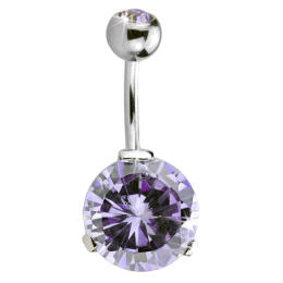 Navel piercing 1.6x10mm with a round XL zirconia in different colors