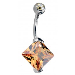 Belly button piercing 1.6x10mm with an XL zirconia rhombus in different colors