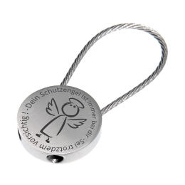 Round key ring with wire loop made of stainless steel and engraving of your choice