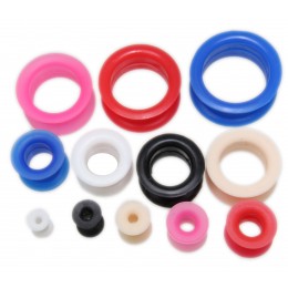 Ear Piercing, Helix Piercing, Tragus, Industrial, Steel, Titanium - Silicone tunnels in 6 different colors from 4mm to 26mm in diameter