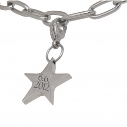 Star-shaped charm pendant for charm bracelets with individual engraving