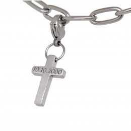 Cross-shaped charm pendant for charm bracelets with your individual engraving