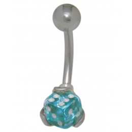 Belly button piercing made of 952 sterling silver with cube design