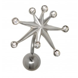Navel piercing 1.6x10mm, motif Bauhaus halo with crystals