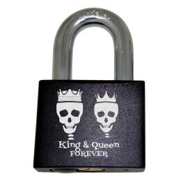 Love lock black made of aluminum 50mm with your individual engraving