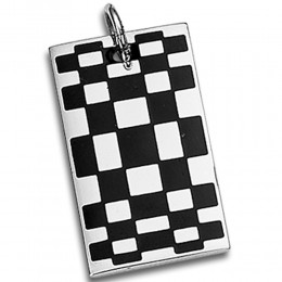 Stainless steel pendant with black&white pattern on the front