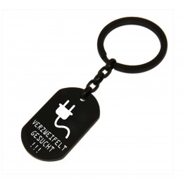 Rectangular key ring made of stainless steel with your desired engraving, style identification tag, black