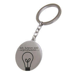 Round key ring made of stainless steel, matt, with your desired engraving