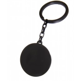 Large round key fob made of stainless steel, permanently blackened with PVD
