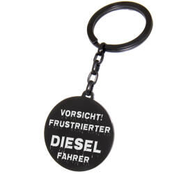 Round key ring made of stainless steel, black coated, with your desired engraving