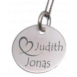 Round silver pendant 27mm with individual engraving
