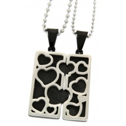 Partner pendant made of stainless steel in two parts with your individual engraving HEARTS UP FRONT