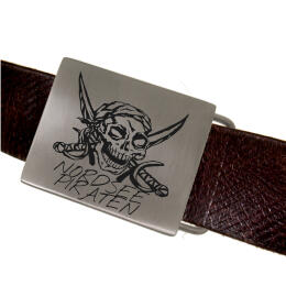 Belt buckle, rectangular, made of matted stainless steel with individual engraving