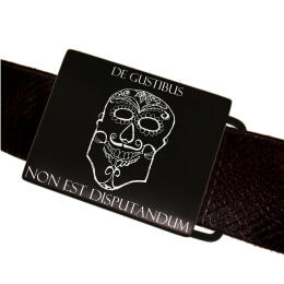 BIKER belt buckle, rectangular, made of blackened, matt stainless steel with individual engraving