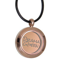 Round medallion pendant BIG made of stainless steel PVD rose gold colored polished with individual engraving