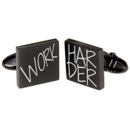 PLAIN cufflinks in stainless steel with engraving, black