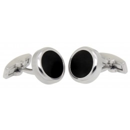 Stainless steel cufflinks, with black center, SOLID