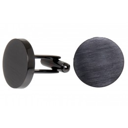 Round cufflinks made of stainless steel, black coated, round 18mm