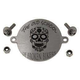 Engraved items: BIKER PATCH made of matted stainless steel with your engraving, round with eyelet
