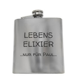 It's worth it: a medium-sized flask made of stainless steel with an individual engraving