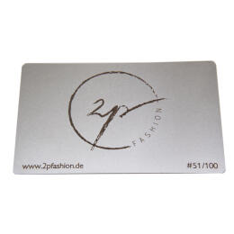 10 business cards made of stainless steel 0.5mm thick with silver engraving