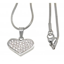 Ash pendant heart made of stainless steel set with clear crystals