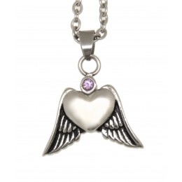 Ash pendant heart with wings made of stainless steel HR7