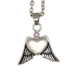 Ash pendant heart with wings made of stainless steel HR7