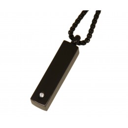 Ash pendant rectangle black with zirconia stone made of high-gloss polished stainless steel