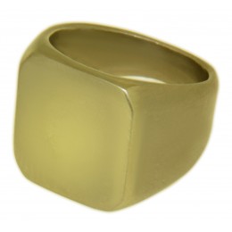 Stainless steel signet ring with square engraving area 19.6x18mm, gold coloured