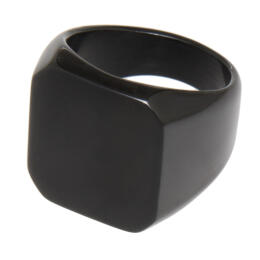 Stainless steel signet ring with square engraving area 19.6x18mm, black