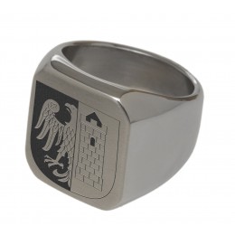 Signet ring made of polished stainless steel and rectangular with your individual engraving