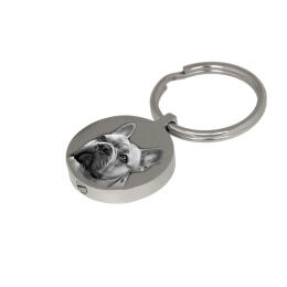 Ash keychain round made of matt stainless steel