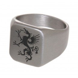 Signet ring made of stainless steel, completely matt, rectangular with your individual engraving