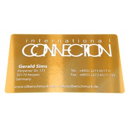 10 business cards stainless steel gold 0.5mm thickness with engraving