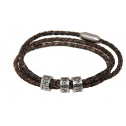 Armband aus Leder braun oder schwarz, Element aus Edelstahl mit individueller Gravur